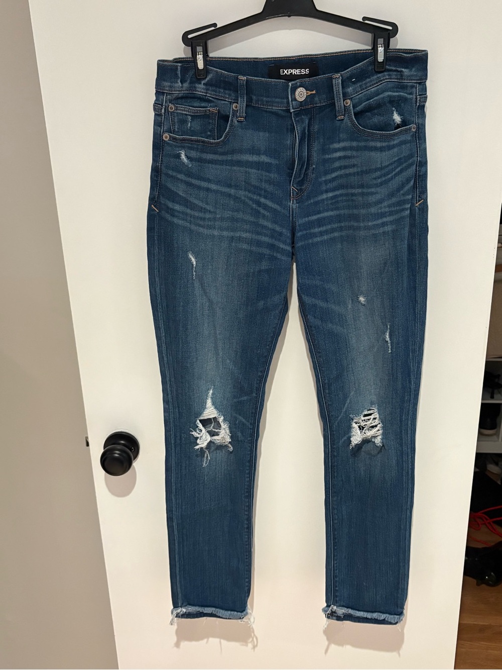 Express Super Skinny Stretch Distressed Jeans